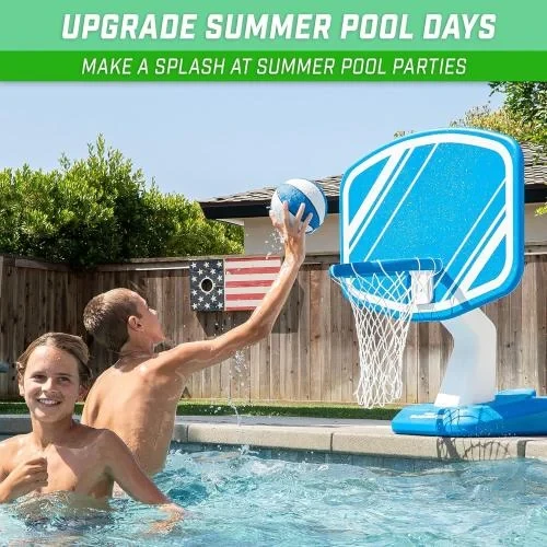 GoSports Splash Hoop PRO - Choose Your Color - Swimming Pool Basketball Game, Includes Poolside Water Basketball Hoop, 2 Balls and Pump
